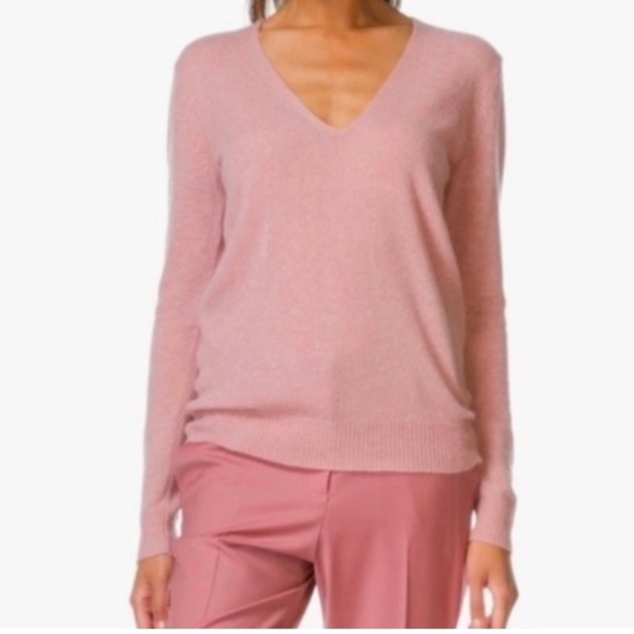 Theory Pink Cashmere Relaxed Fit V-Neck Sweater size XS - Picture 1 of 5
